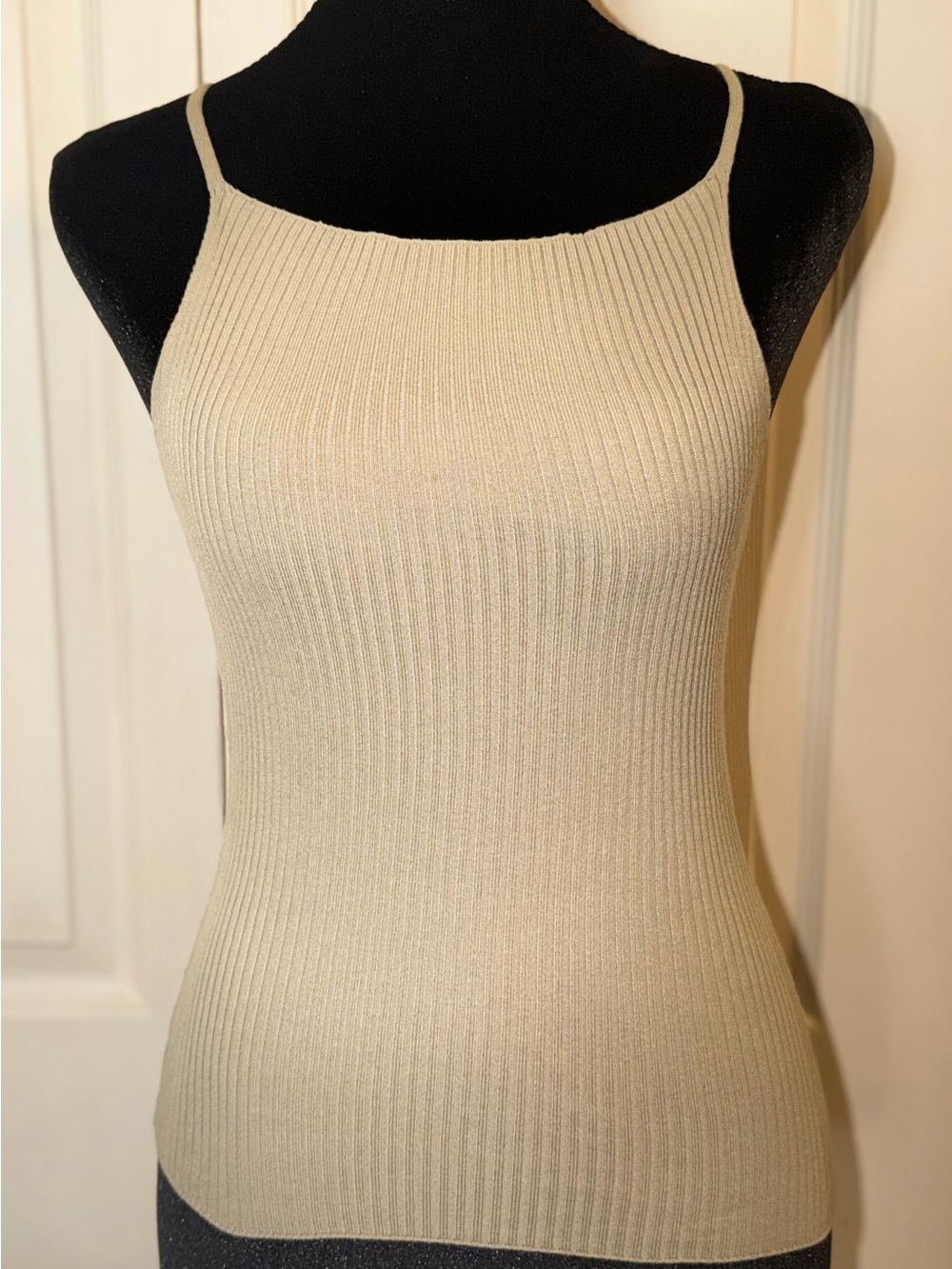 Zara Ribbed Knit Tank in Light Khaki